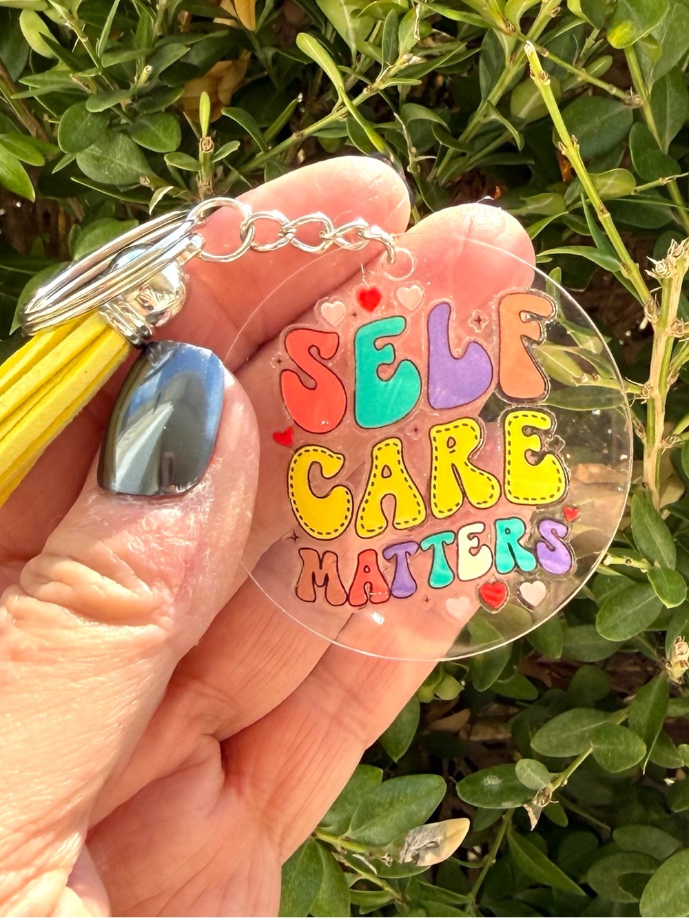 NEW! Hand crafted clear acrylic keychain “Self Care Matters” gift idea